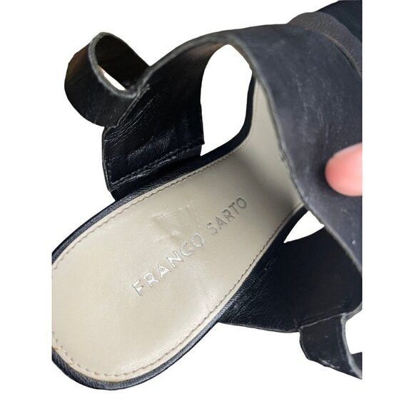 Franco Sarto Gardenia Size 10 M Black and Pewter Cork‎ Wedge Heel Sandals Shoes - Picture 5 of 11